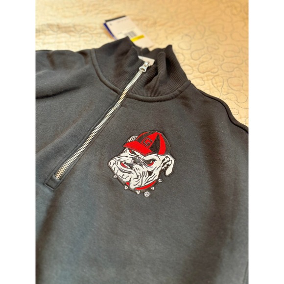 Nike Womens Georgia Bulldogs Quarter Zip Sweatshirt Cropped Pullover Size Small - Picture 2 of 6